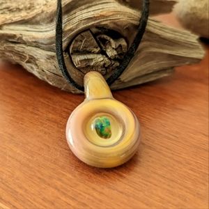 Heady Glass Pendy with Fire Opal